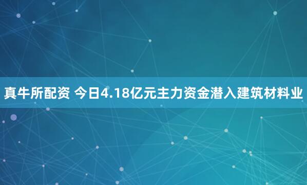 真牛所配资 今日4.18亿元主力资金潜入建筑材料业